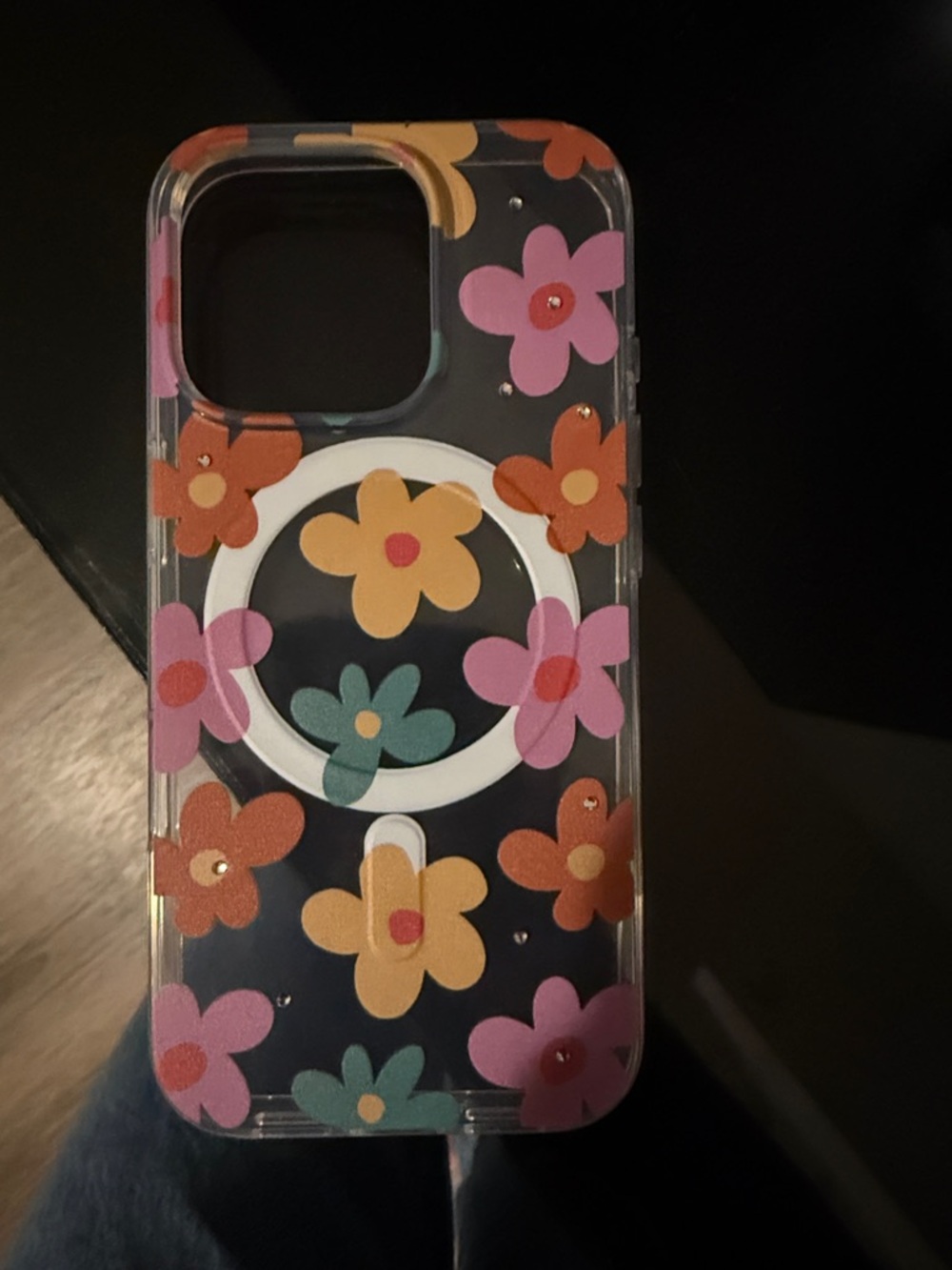 Floral Clear MagSafe-Compatible iPhone 16 PRO Case - Pink, Orange & Green